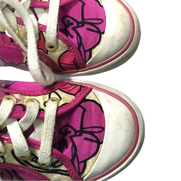 Coach Barrett Shoes Poppy Pink Petal Fabric Leather Women's sz 7 Sneakers - Picture 3 of 13